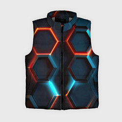 Женский жилет Неоновые темно синие соты, цвет: 3D-светло-серый