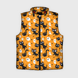 Женский жилет Паттерн с черными кошками, цвет: 3D-красный