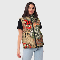 Женский жилет Будда и Ганеша на фоне сансары и мандалы, цвет: 3D-светло-серый — фото 2