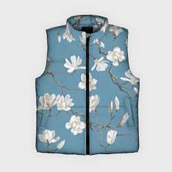 Женский жилет Цветы акварелью ветки магнолии, цвет: 3D-светло-серый