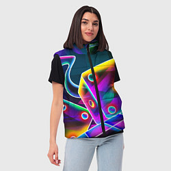 Женский жилет Неоновая геометрия текстура, цвет: 3D-черный — фото 2
