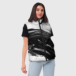 Женский жилет Черно-белая абстракция - гранж чернила, цвет: 3D-красный — фото 2
