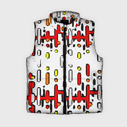 Женский жилет Красно-жёлтые линии и точки на белом фоне