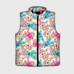 Женский жилет Зайчики цветной паттерн, цвет: 3D-черный