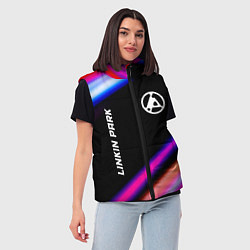 Женский жилет Linkin Park 2024 neon rock lights, цвет: 3D-черный — фото 2