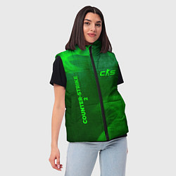 Женский жилет Counter-Strike 2 - green gradient вертикально, цвет: 3D-черный — фото 2