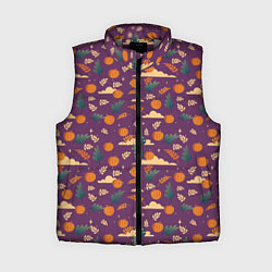 Женский жилет Маленькие тыквы на фиолетовом фоне, цвет: 3D-светло-серый