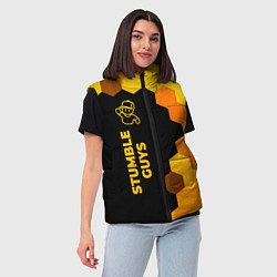 Женский жилет Stumble Guys - gold gradient по-вертикали, цвет: 3D-черный — фото 2