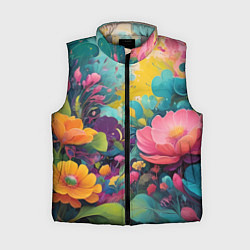 Женский жилет Лето красочные цветы, цвет: 3D-светло-серый