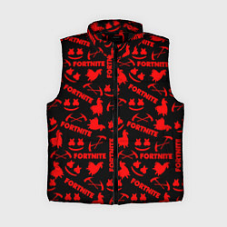 Женский жилет Fortnite pattern game red, цвет: 3D-черный