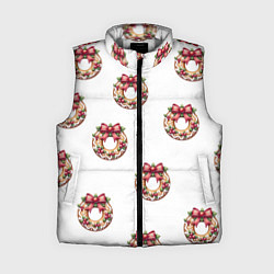 Женский жилет Много новогодних пончиков с бантиком и ягодами, цвет: 3D-светло-серый