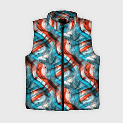 Женский жилет Акварель голубые и красные мазки, цвет: 3D-светло-серый