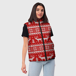 Женский жилет Вязаный зимний узор с оленями, цвет: 3D-светло-серый — фото 2