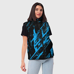 Женский жилет Blue stripes on a black background, цвет: 3D-светло-серый — фото 2