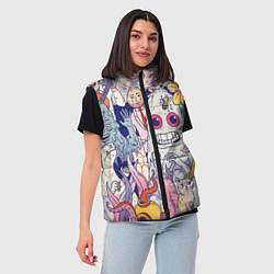 Женский жилет Психоделические монстры, цвет: 3D-светло-серый — фото 2