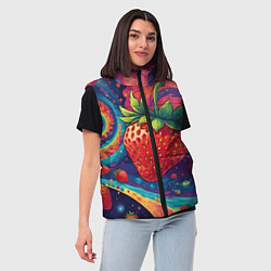 Женский жилет Психоделика клубничка, цвет: 3D-светло-серый — фото 2
