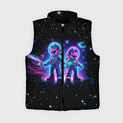 Женский жилет Марио и Луиджи в космосе - неоновое свечение, цвет: 3D-черный