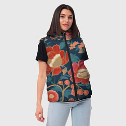 Женский жилет Искусство алые цветы, цвет: 3D-красный — фото 2