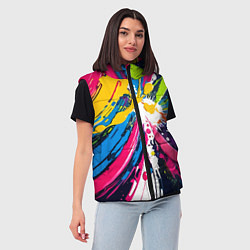 Женский жилет Красочная абстракция - экспрессионизм, цвет: 3D-светло-серый — фото 2