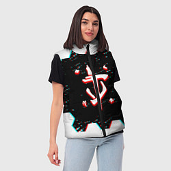 Женский жилет Doom hexagon glitch color, цвет: 3D-светло-серый — фото 2