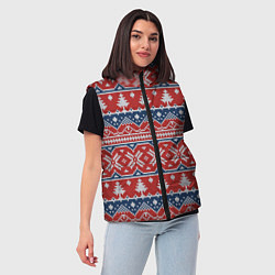 Женский жилет New year pattern, цвет: 3D-красный — фото 2