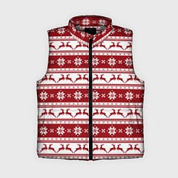 Женский жилет Скандинавский полосатый орнамент с оленями, цвет: 3D-светло-серый
