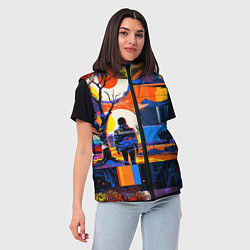 Женский жилет Ночная прогулка абстракция, цвет: 3D-красный — фото 2