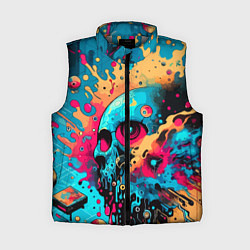 Женский жилет Абстракция с черепом - нейроарт, цвет: 3D-светло-серый