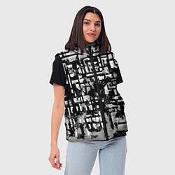 Женский жилет Бело-чёрная абстракция, цвет: 3D-черный — фото 2