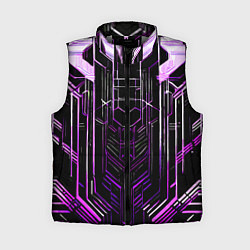 Женский жилет Purple lines on a black background, цвет: 3D-светло-серый