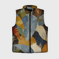 Женский жилет Акварельные листья абстракция, цвет: 3D-черный