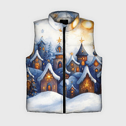 Женский жилет Снежный новогодний городок, цвет: 3D-светло-серый