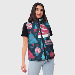 Женский жилет Плюшевая новогодняя абстракция, цвет: 3D-красный — фото 2