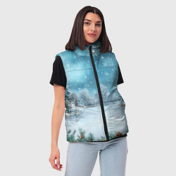Женский жилет Новогодний снег, цвет: 3D-черный — фото 2