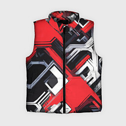 Женский жилет Красно-белый техно паттерн, цвет: 3D-светло-серый