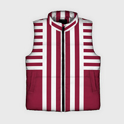 Женский жилет Бело красный узор в полоску