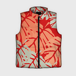 Женский жилет Отпечатки монстеры на красном