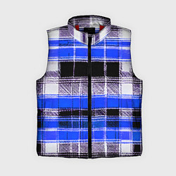 Женский жилет Белые полосы на чёрно-синем фоне, цвет: 3D-красный