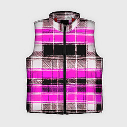 Женский жилет Белые полосы на чёрно-розовом фоне, цвет: 3D-красный