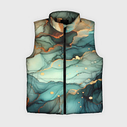 Женский жилет Бирюзовый узор с оранжевыми вставками