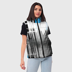Женский жилет Сине-чёрный гранж на белом фоне, цвет: 3D-светло-серый — фото 2