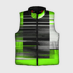 Женский жилет Белые вертикальные полосы на чёрно-зелёном фоне, цвет: 3D-красный