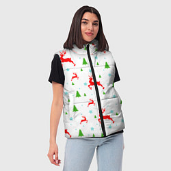 Женский жилет Новогодние олени с ёлками, цвет: 3D-светло-серый — фото 2