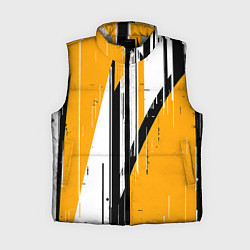 Женский жилет Чёрно-белые вертикальные полосы на жёлтом фоне