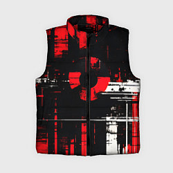 Женский жилет Красно-белый гранж на чёрном фоне, цвет: 3D-красный