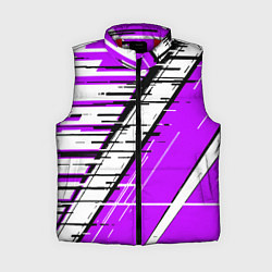 Женский жилет Чёрно-белые глитч полосы на фиолетовом фоне