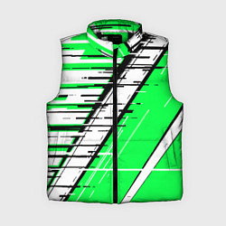 Женский жилет Чёрно-белые глитч полосы на зелёном фоне