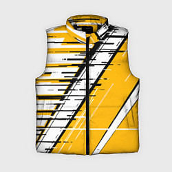 Женский жилет Чёрно-белые глитч полосы на жёлтом фоне