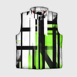 Женский жилет Чёрно-зелёные вертикальные и горизонтальные полосы, цвет: 3D-красный