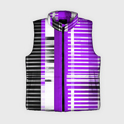 Женский жилет Белые полосы на чёрно-фиолетовом фоне